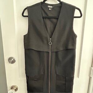 DKNY Long Black Vest Dress w/Cargo Pockets